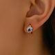 blue Diamond Bear Claw Ear Cuff Copper Zircon Stud Earrings