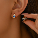 blue Diamond Bear Claw Ear Cuff Copper Zircon Stud Earrings