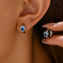 blue Diamond Bear Claw Ear Cuff Copper Zircon Stud Earrings