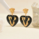 light Luxury Enamel Letter Heart Stud Earrings For Women