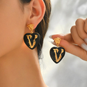 light Luxury Enamel Letter Heart Stud Earrings For Women