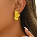 japanese Korean Style Clover Petal Enamel Drop Earrings For Women