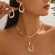 geometric Glossy U-Shaped Double-Layer Pendant Necklace For Women