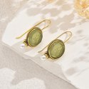 geometric Inlaid Emerald Earrings For Women
