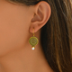 geometric Inlaid Emerald Earrings For Women