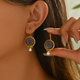 geometric Inlaid Emerald Earrings For Women