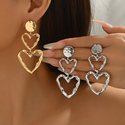 exaggerated Heart Metal Pleated Stud Earrings For Women