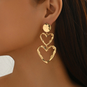 exaggerated Heart Metal Pleated Stud Earrings For Women