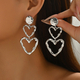 exaggerated Heart Metal Pleated Stud Earrings For Women
