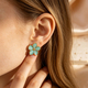 colorful Oil-Drop Four-Leaf Clover Stainless Steel Stud Earrings