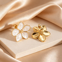 colorful Oil-Drop Four-Leaf Clover Stainless Steel Stud Earrings