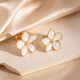 colorful Oil-Drop Four-Leaf Clover Stainless Steel Stud Earrings