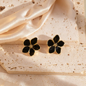colorful Oil-Drop Four-Leaf Clover Stainless Steel Stud Earrings