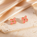 colorful Oil-Drip Four-Leaf Clover Stainless Steel Stud Earrings