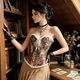 apricot vintage Jacquard Corset With Boning And Tummy Control