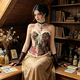 apricot vintage Jacquard Corset With Boning And Tummy Control