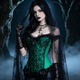 green lace Corset Waist Trainer With Fishbone Bustier Design