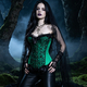green lace Corset Waist Trainer With Fishbone Bustier Design
