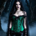 green lace Corset Waist Trainer With Fishbone Bustier Design