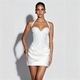 lace-Up Sequin Beaded Halter Bodycon Dress
