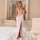 strapless Halter Lace-Up Corset Slit Dress