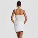 white lace Corset Lace-Up Ruched Bodycon Evening Dress
