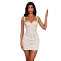 white lace Corset Lace-Up Ruched Bodycon Evening Dress