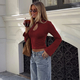 slim Fit Long Sleeve Hollow Out Lace Top
