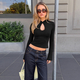 slim Fit Long Sleeve Hollow Out Lace Top