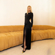 black fringe Long Sleeve Ruched Slim Fit Bodycon Dress