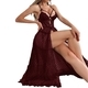 lace Lingerie Slip Dress Set With Slit Long Nightgown
