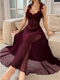 3D Floral Mesh Sheer Spaghetti Strap Long Nightdress