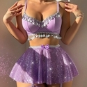purple sheer Mesh Lace Halter Sleepwear Dress Set With Hanfu Style