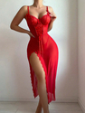 lace Hollow Out Mesh See-Through Bodysuit Sleepwear Set