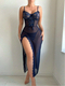 lace Hollow Out Mesh See-Through Bodysuit Sleepwear Set