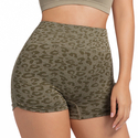 high-Waist Tummy-Control Leopard Print Sports Shorts