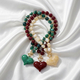 vintage Amber Heart Pendant Necklace With Gradient Round Beads