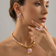 vintage Faux Pearl Beaded Necklace Earrings Ring Set
