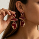 retro Flower Heart Stud Earrings For Women