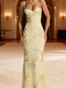 3D Embroidered Open Back Cross Tie Long Dress