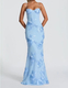 3D Embroidered Open Back Cross Tie Long Dress