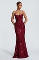 3D Embroidered Open Back Cross Tie Long Dress
