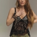 sheer Open Back Rhinestone Cami Beach Vest