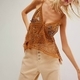 sheer Open Back Rhinestone Cami Beach Vest