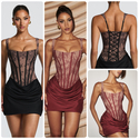 lace Panel Draped Cami Bodycon Mini Dress