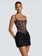 lace Panel Draped Cami Bodycon Mini Dress