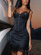 lace Cami Corset Bodycon Mini Skirt Two-Piece Set