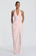 halter Deep V Neck Pleated Long Evening Gown