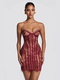 lace Bodycon Strapless Mini Dress With Crochet Detail