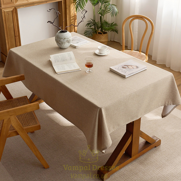 solid Color Cotton Linen Rectangular Tablecloth